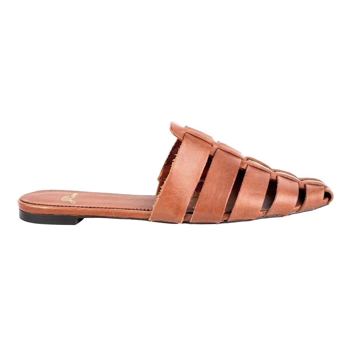 J. Crew Bennet Strappy Vachetta Mules Flat Sandals Leather Brown Colour For Women