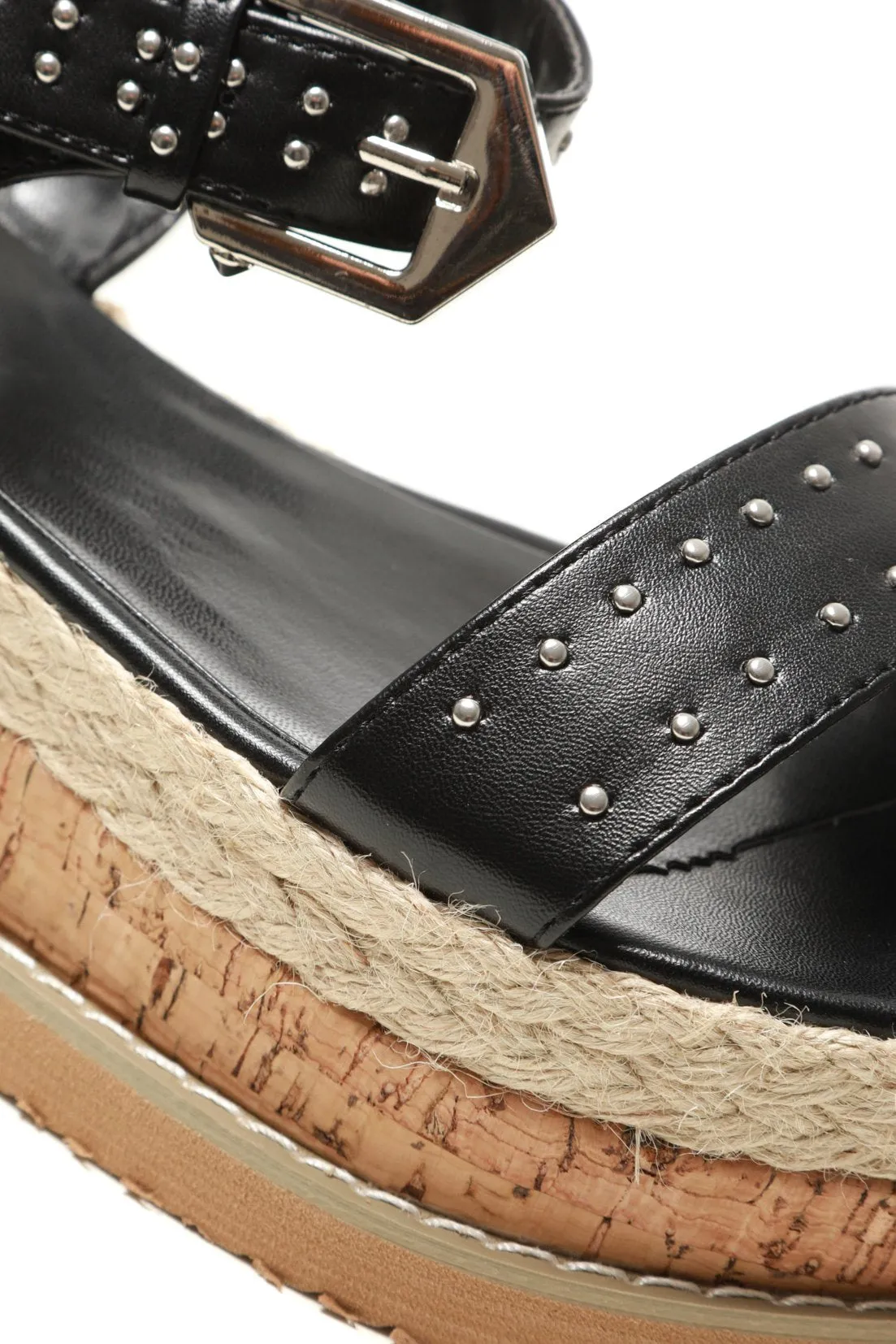 Studded detail cork flatform