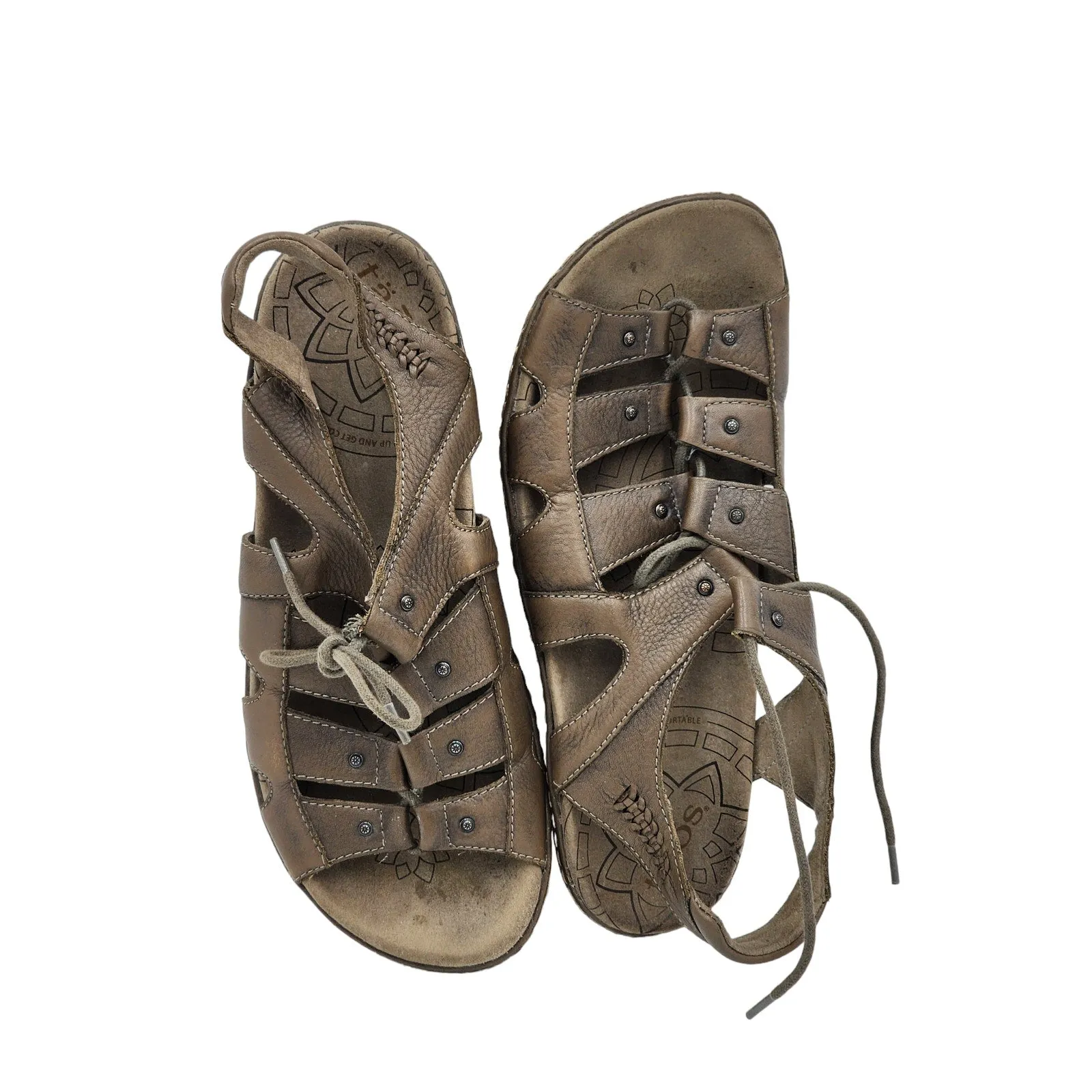Taos Sandals Womens 9 Brown Leather Fisherman Comfort Shoes Open Toe Ghilbert