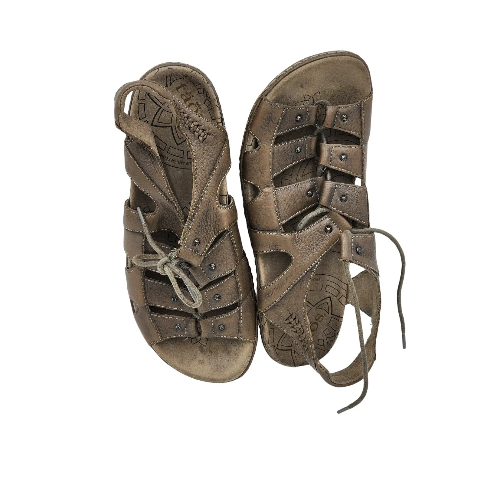 Taos Sandals Womens 9 Brown Leather Fisherman Comfort Shoes Open Toe Ghilbert