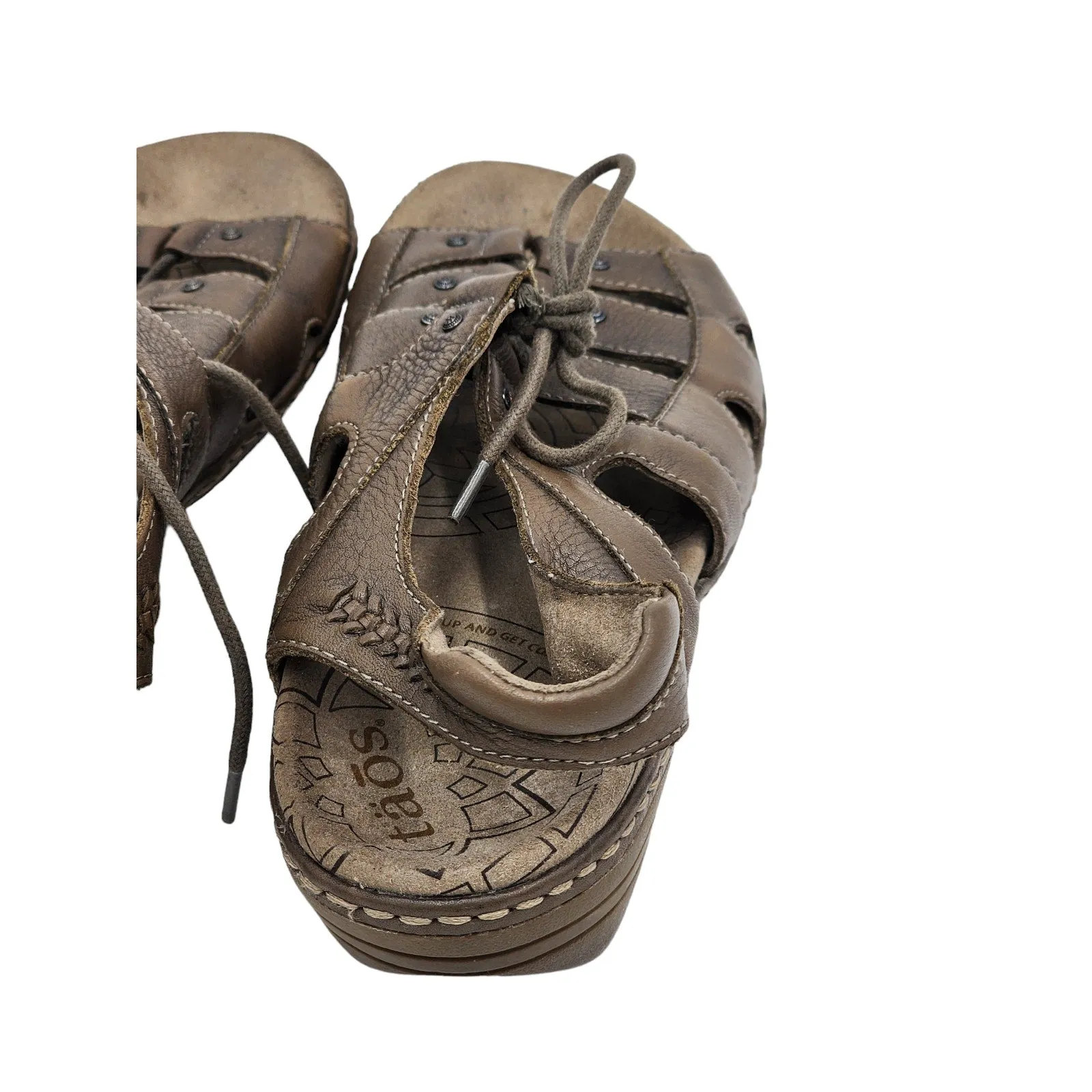 Taos Sandals Womens 9 Brown Leather Fisherman Comfort Shoes Open Toe Ghilbert