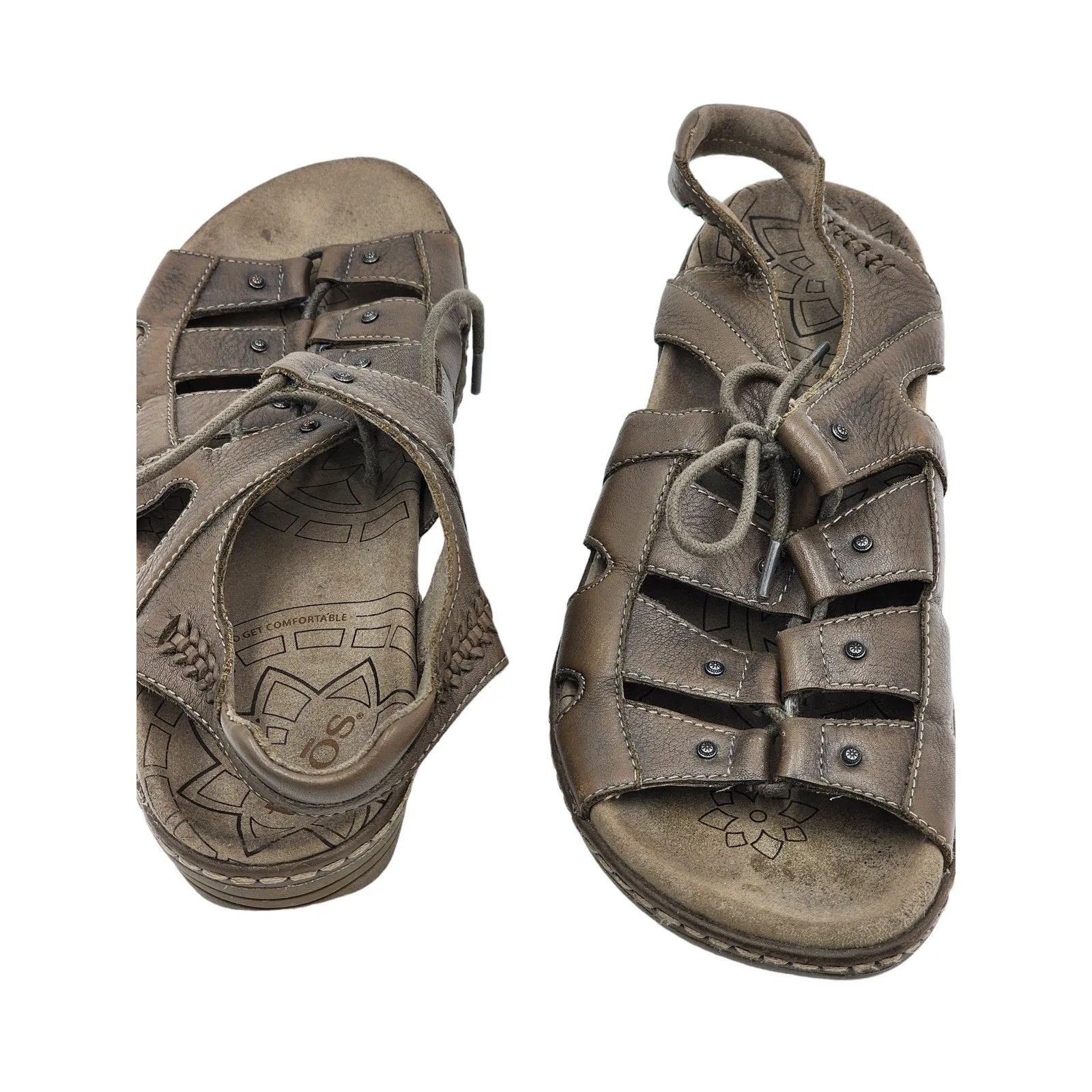 Taos Sandals Womens 9 Brown Leather Fisherman Comfort Shoes Open Toe Ghilbert