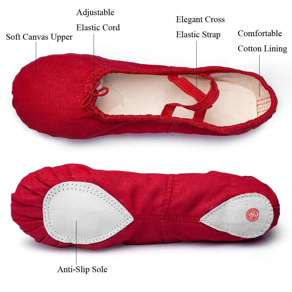 Women's Ballet Slipper Split Sole Canvas Yoga Dance Flats